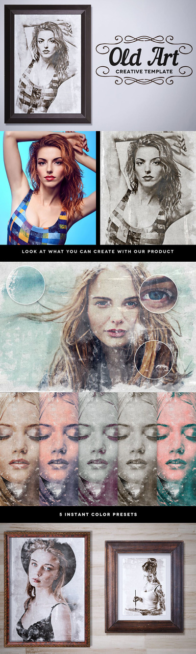 高品质的时尚高端逼真质感的复古质感photoshop动作预设