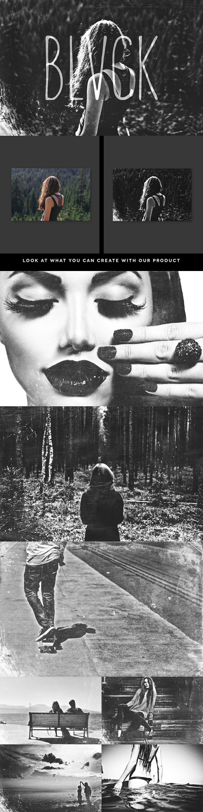 高端时尚震撼的高品质黑白质感的photoshop动作预设