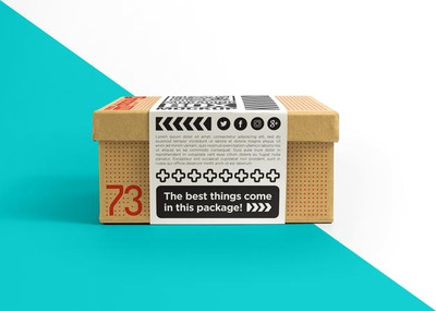 纸板箱贴纸标签包装样机[PSD]