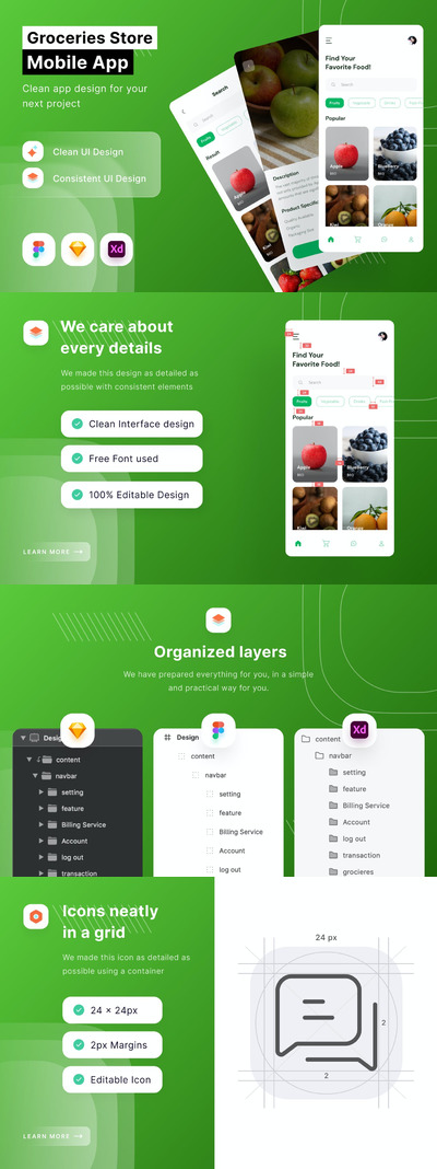 杂货移动应用程序APP UI KIT (FIG,SKETCH,XD)