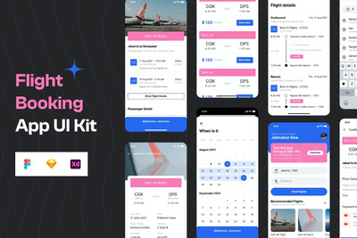 高品质的航班机票车票预订APP UI KITS-SKETCH, XD, FIG