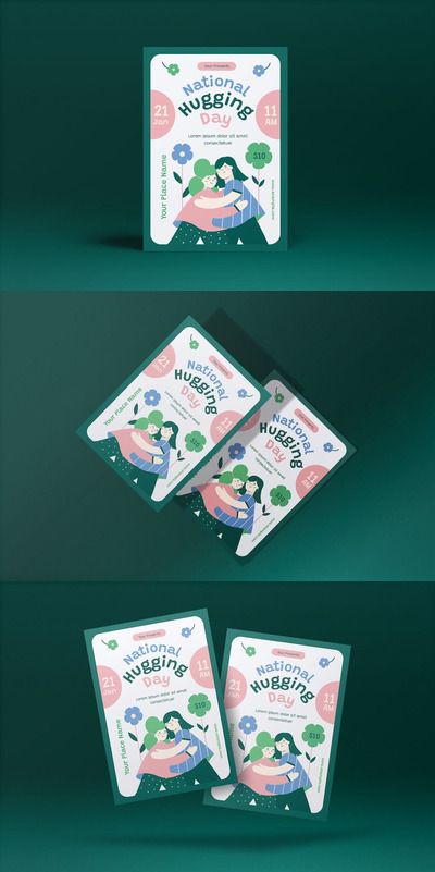 高品质的时尚清新优雅简约拥抱海报设计模板-AI,PSD