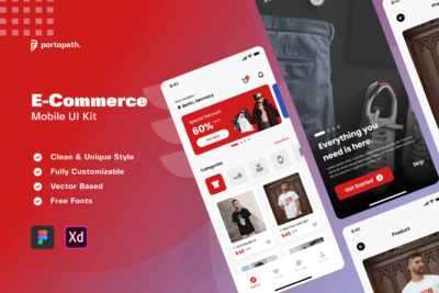 电子商务手机应用APP UI KIT (XD,FIG)