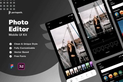照片编辑器移动应用程序APP UI KIT (FIG,XD)