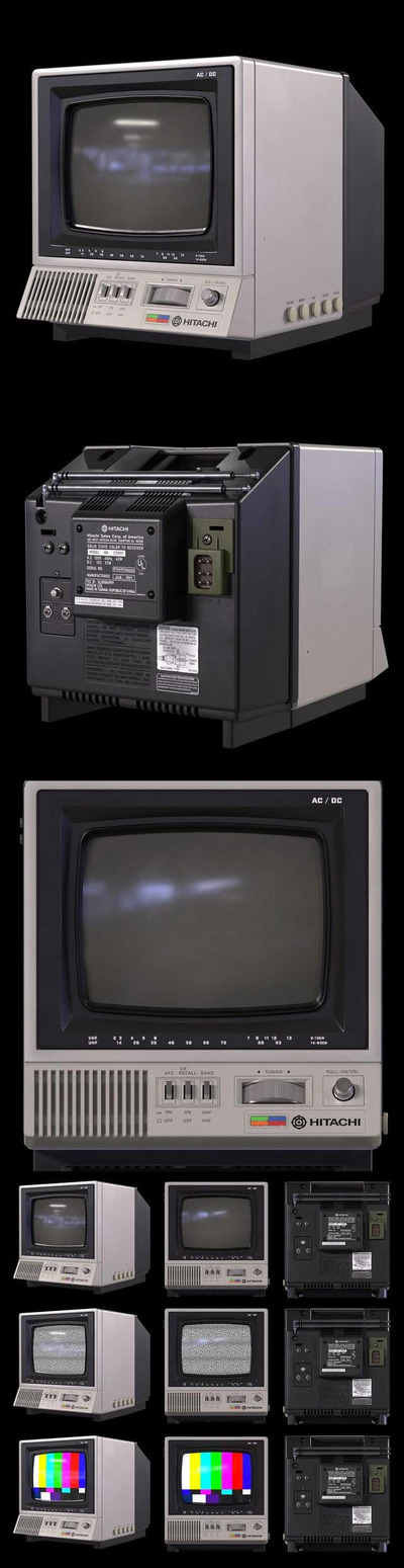 日立怀旧复古 CRT 电视3D模型 (FBX,OBJ,MAX)