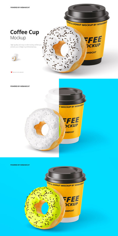 甜甜圈和咖啡杯模型(PSD)