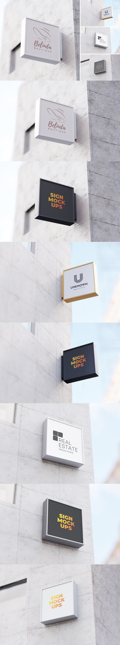 方形广告牌匾样机(PSD)