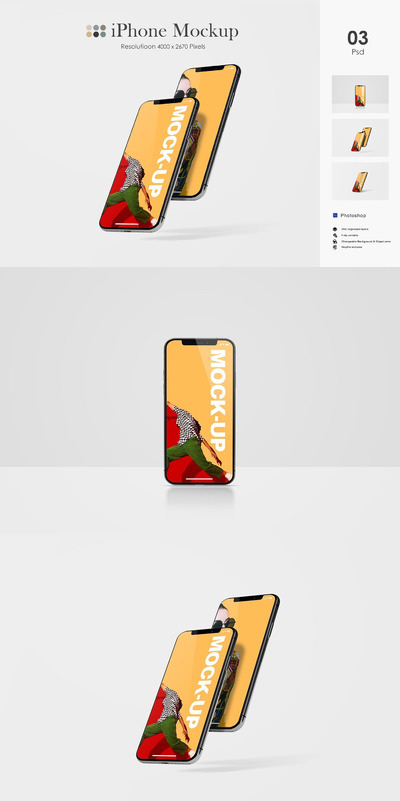 高端iPhone手机产品样机 (PSD,JPG,PDF)
