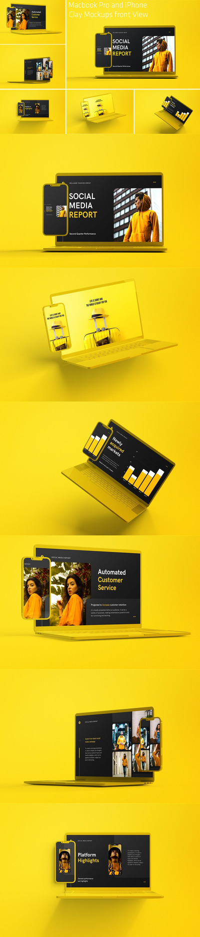 时尚高端简约清新MacBook Pro&iPhone APP UI样机展示模型mockups