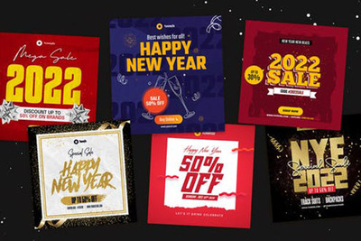 新年促销活动Instagram帖子视频AE模板[aep]