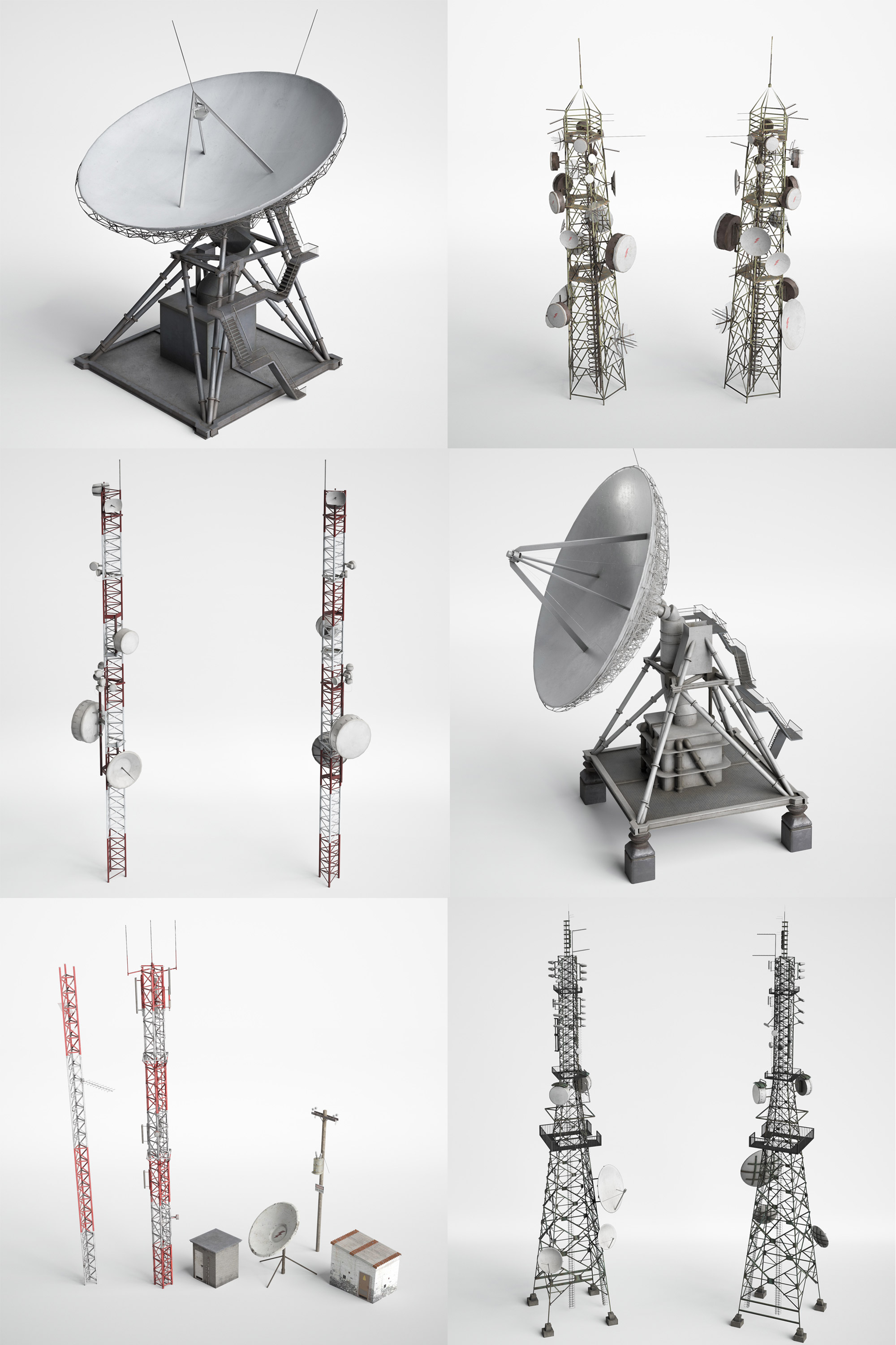 雷达信号塔3D模型合集（OBJ,FBX,MAX）