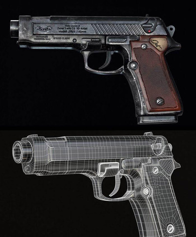 手枪3D模型（OBJ,FBX,MAX）