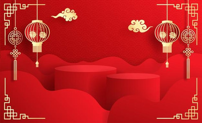 2022年红色新年背景Banner素材[eps]