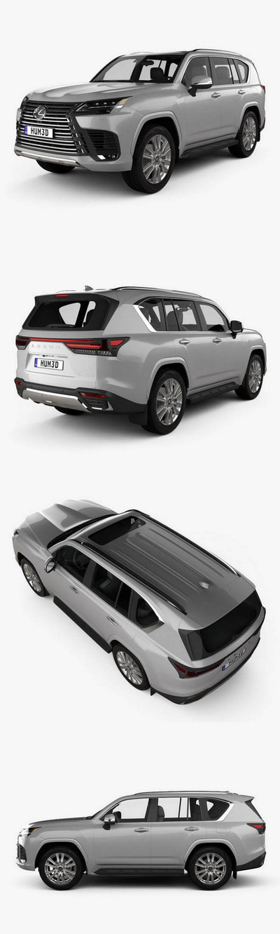 雷克萨斯LX600 2022款银灰色SUV汽车3D模型（OBJ,FBX,MAX）
