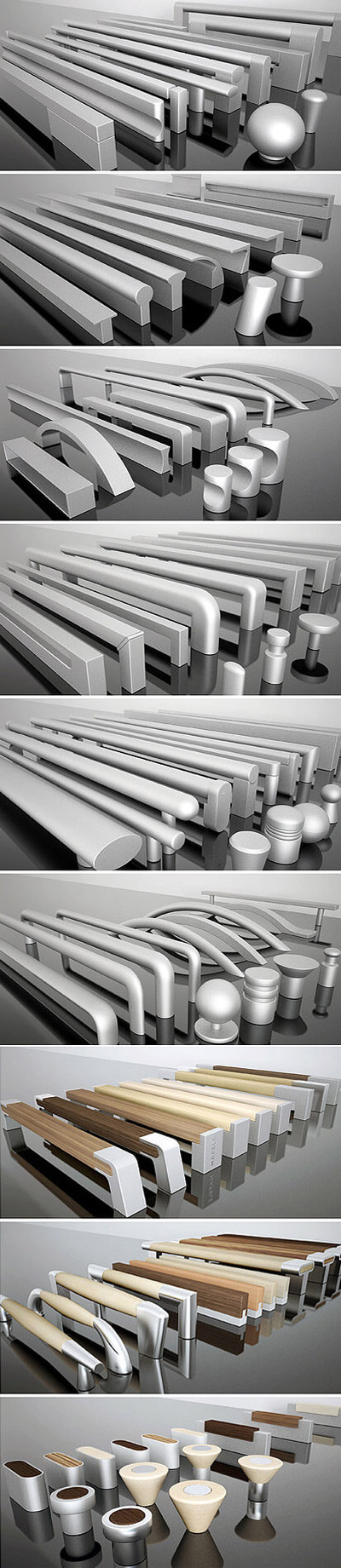 Hafele铝钢木材门把手及其它建材3D模型（MAX）