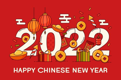 2022新年红色贺卡Banner设计素材[eps]