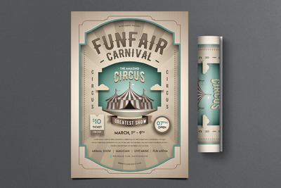 高品质的嘉年华马戏团海报设计模板-PSD