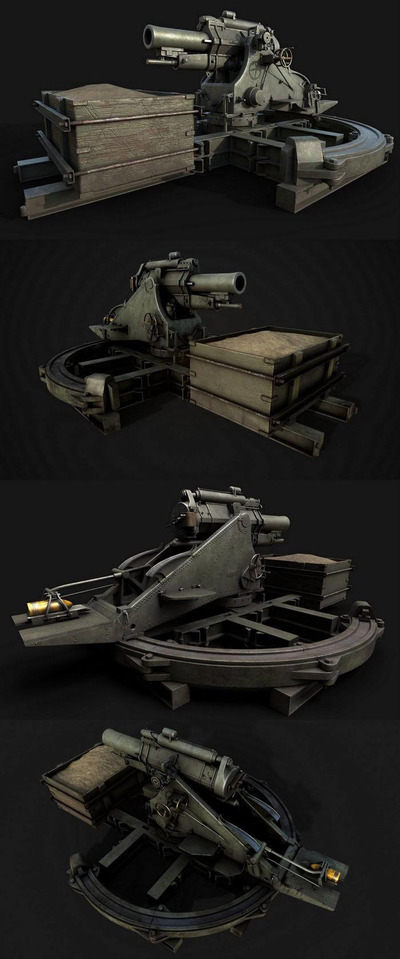 Siege Gun攻城炮3D模型（OBJ,FBX,MAX）