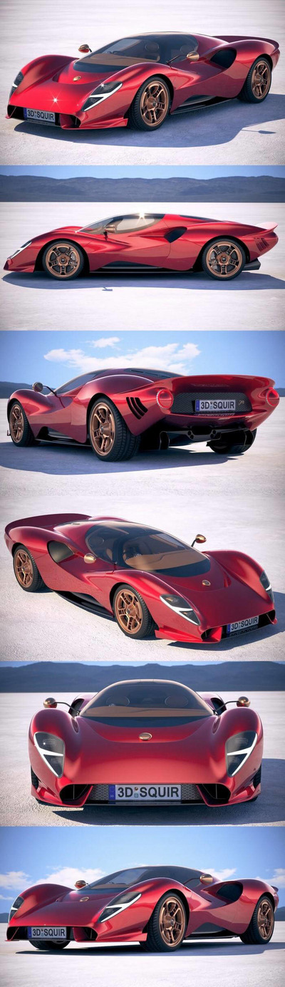 De Tomaso P72 2020款红色复古跑车3D模型（OBJ,FBX,MAX）