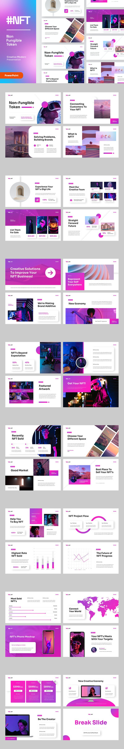 NFT - 精美彩色NET设计PPT演示模板(PPTX)