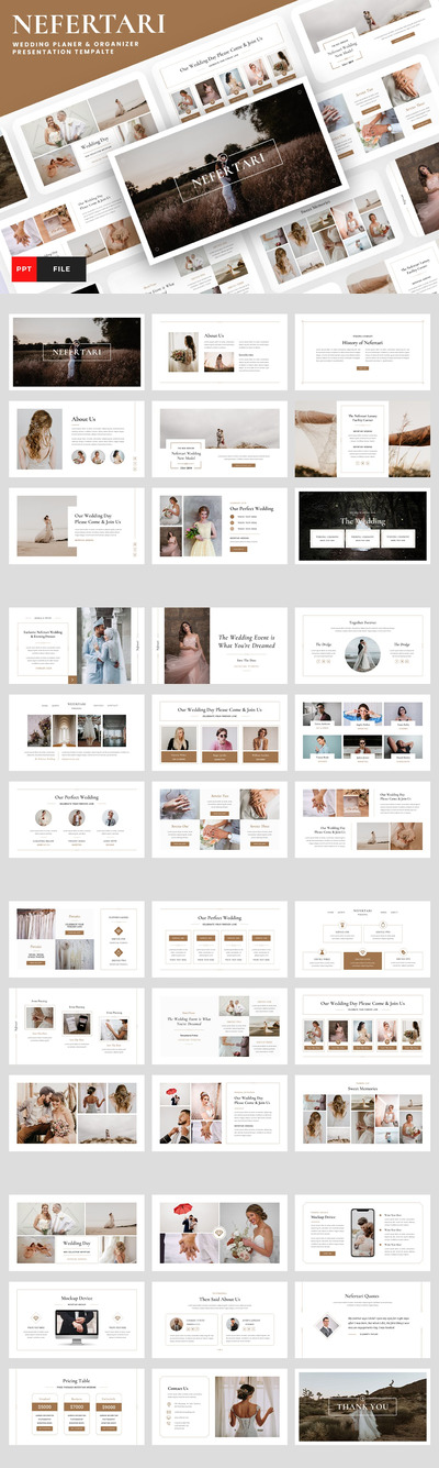Nefertari – 精美的婚礼计划PPT模板 (PPTX,PDF)