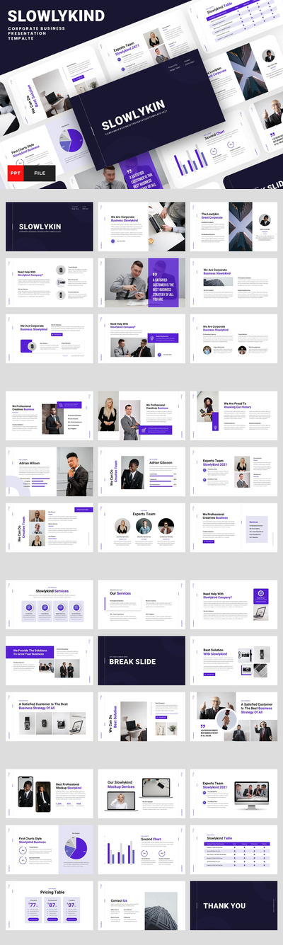 Slowlykind – 商务风格PPT设计模板(PPTX,PDF)