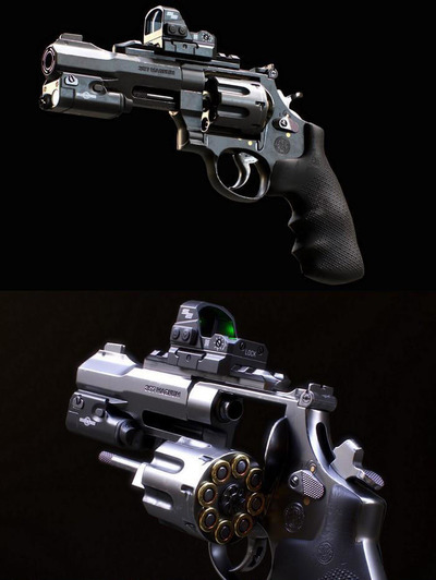 S&W 357 MAGNUM左轮手枪3D模型（OBJ,FBX,MAX）