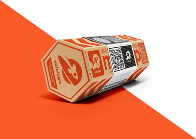 六角形纸盒包装贴纸标签设计左前视图样机[PSD]