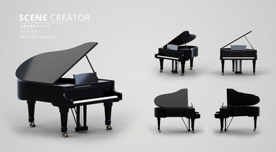 黑色大钢琴psd素材