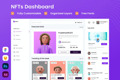 NFT仪表板-UI设计 (PSD,FIG,XD,SKETCH)