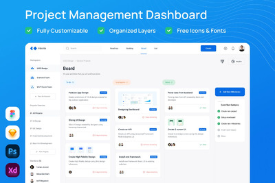 项目管理仪表板-UI设计 (PSD,XD,FIG,SKETCH)