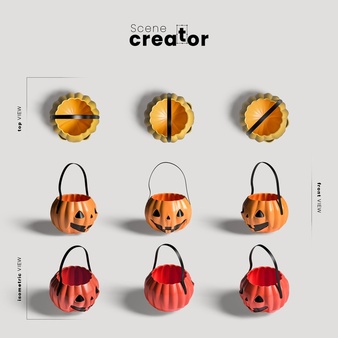 多角度万圣节南瓜袋psd素材