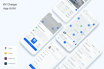 电动汽车充电器-APP UI KIT (FIG,PSD,SKETCH,XD)