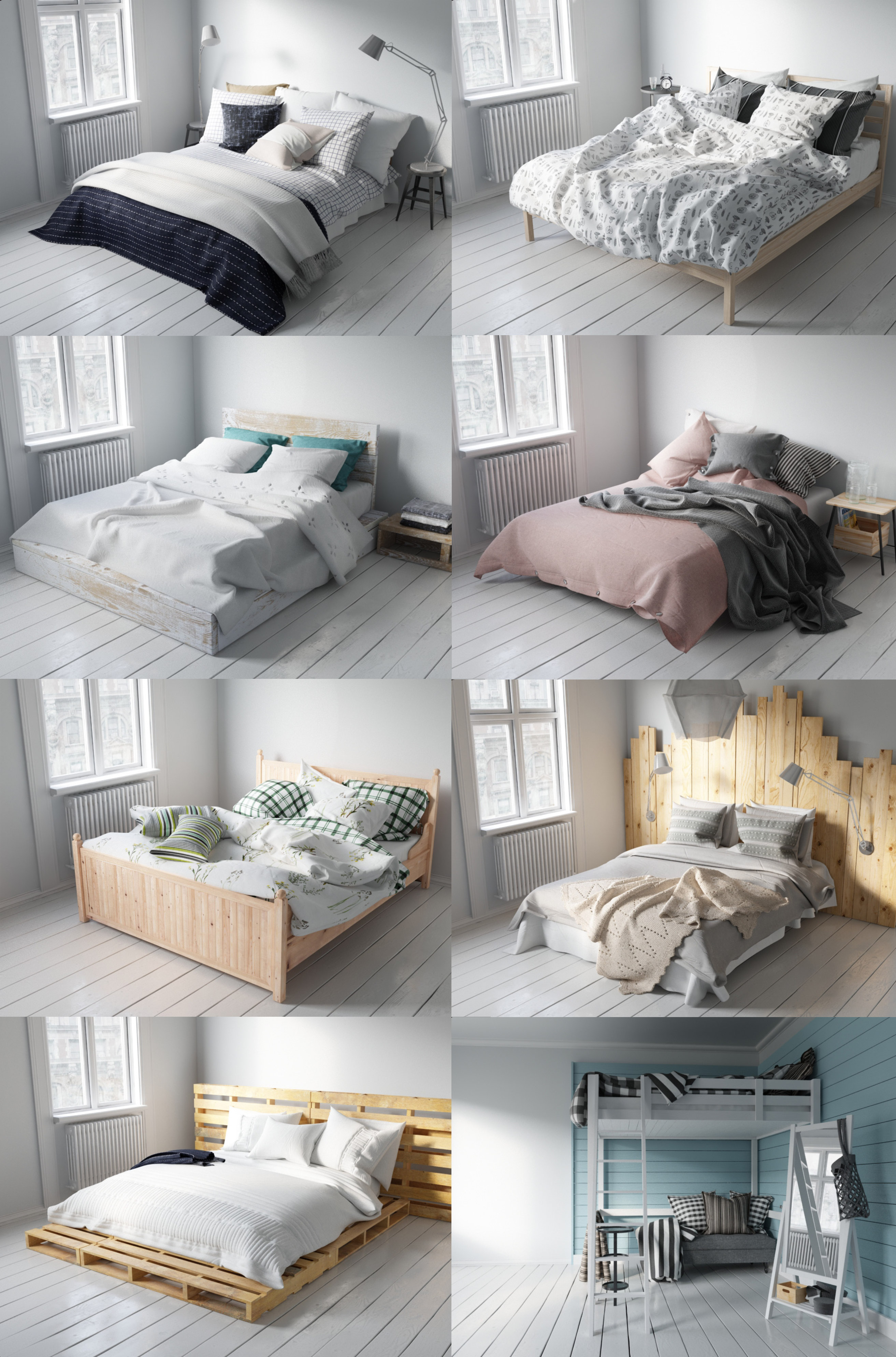 8种床3D模型合集（MAX）