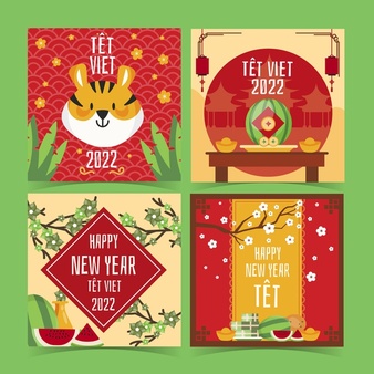 扁平方形尺寸新年贺卡海报设计矢量素材[ai,eps]