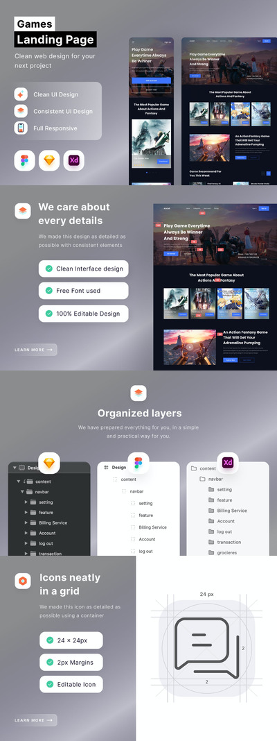 游戏登录页网页模板 (FIG,SKETCH,XD)