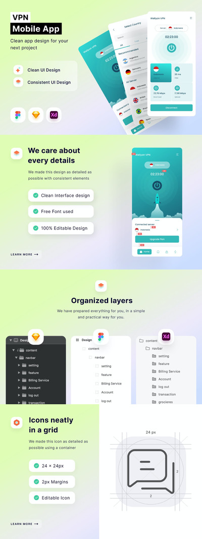 安全上网移动应用程序APP UI KIT (FIG,SKETCH,XD)
