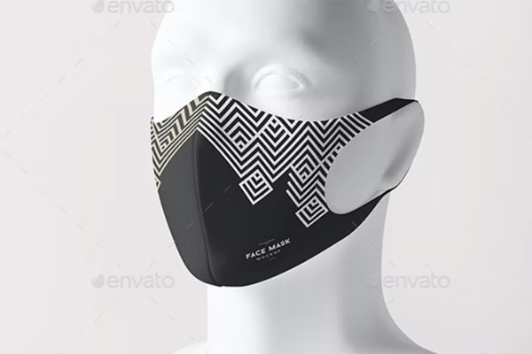 时尚安全防护口罩设计样机模板 (psd)