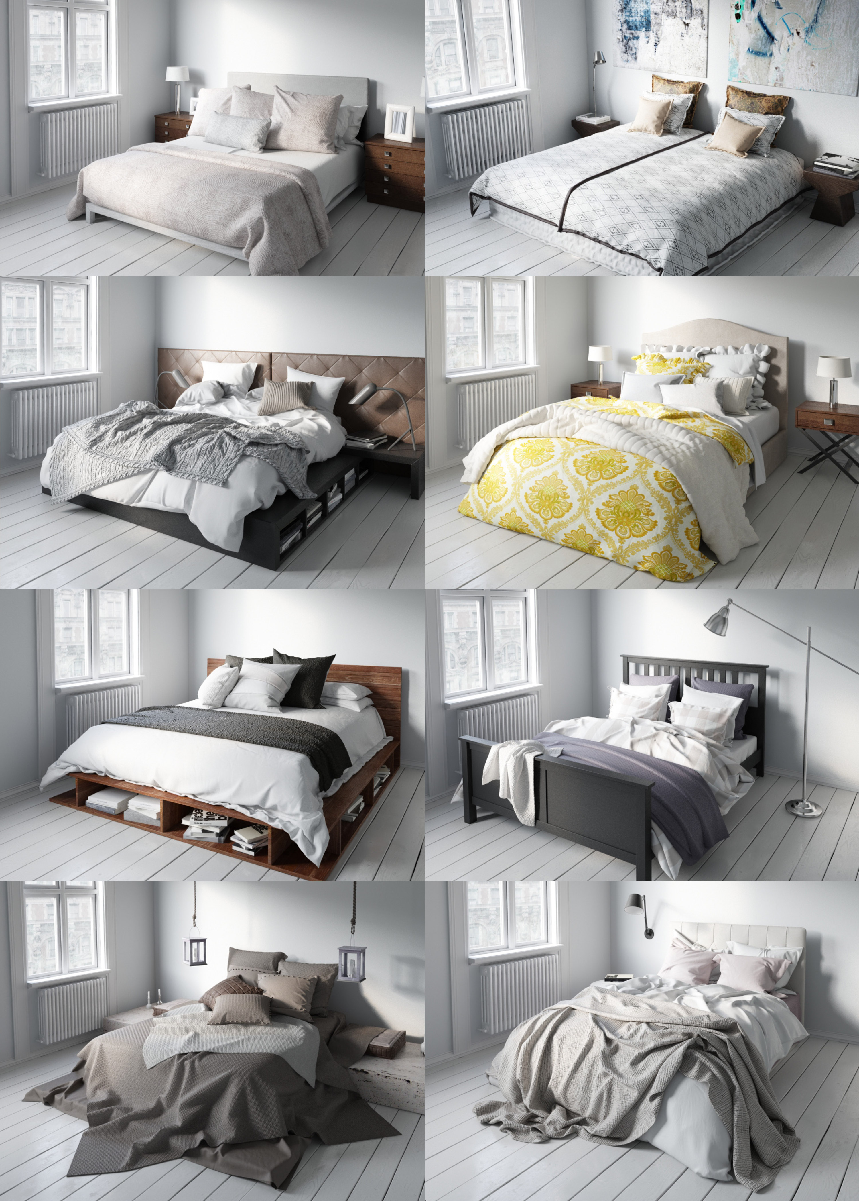 8种床3D模型合集（MAX）