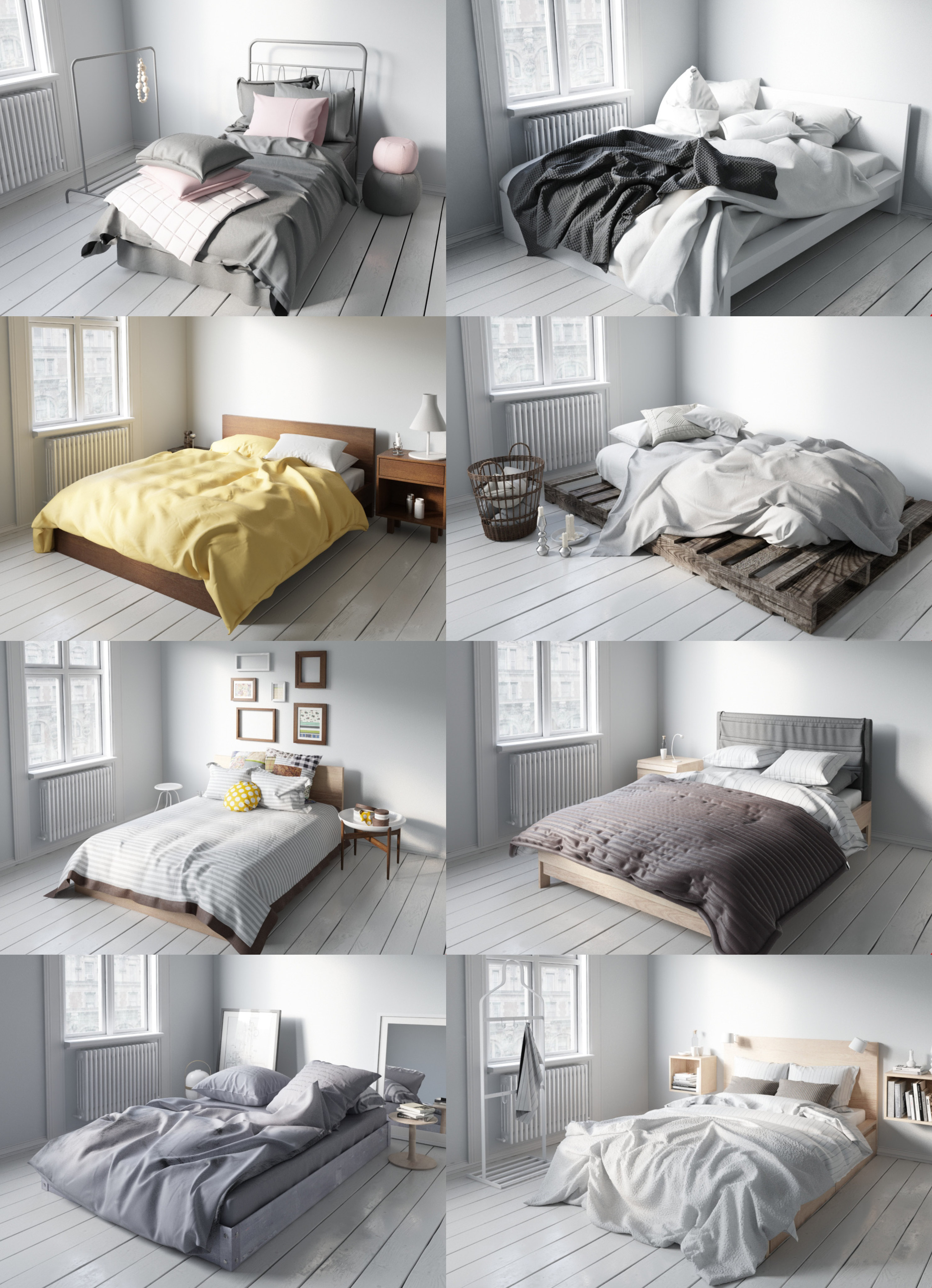 8种床3D模型合集（MAX）