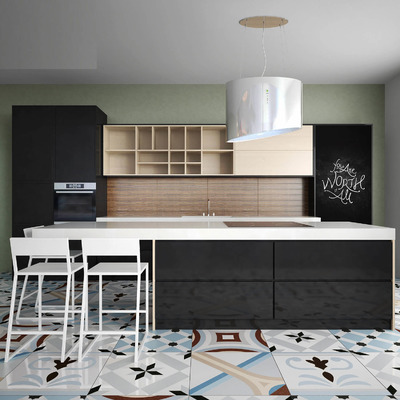 开放式厨房及吧台吧椅等厨房家具组合3D模型（OBJ,MAX）