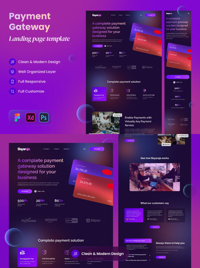 支付网关登录页网页UI模板 (PSD,XD,FIG)