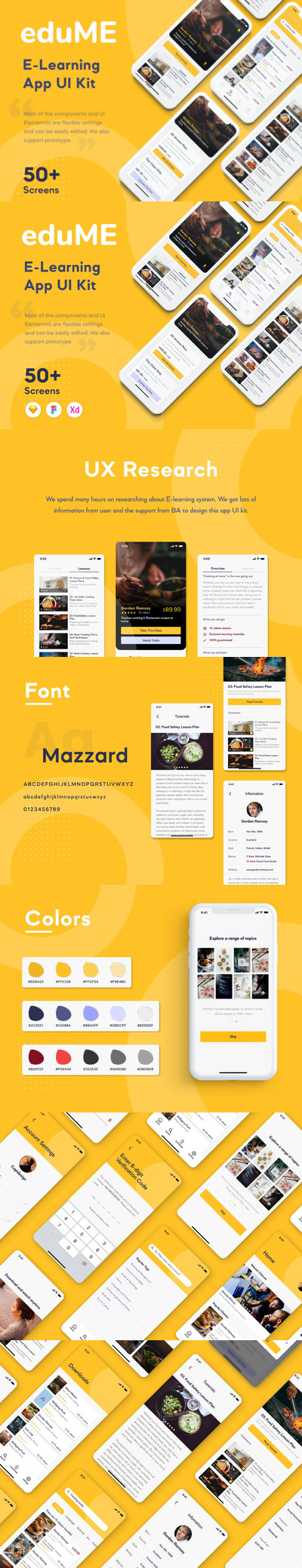 在线学习应用程序移动用户界面套件APP UI KIT (FIG,SKETCH,XD)