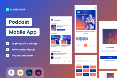 时尚高端专业的高品质博客小视频APP UI KITS-PSD, FIG, XD, SKETCH