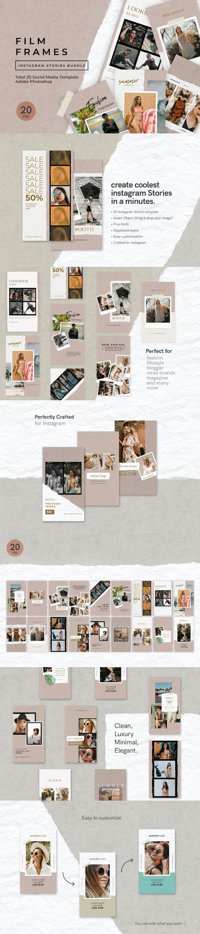 高品质的电影框架Instagram社交媒体banner海报设计模板集合-PSD