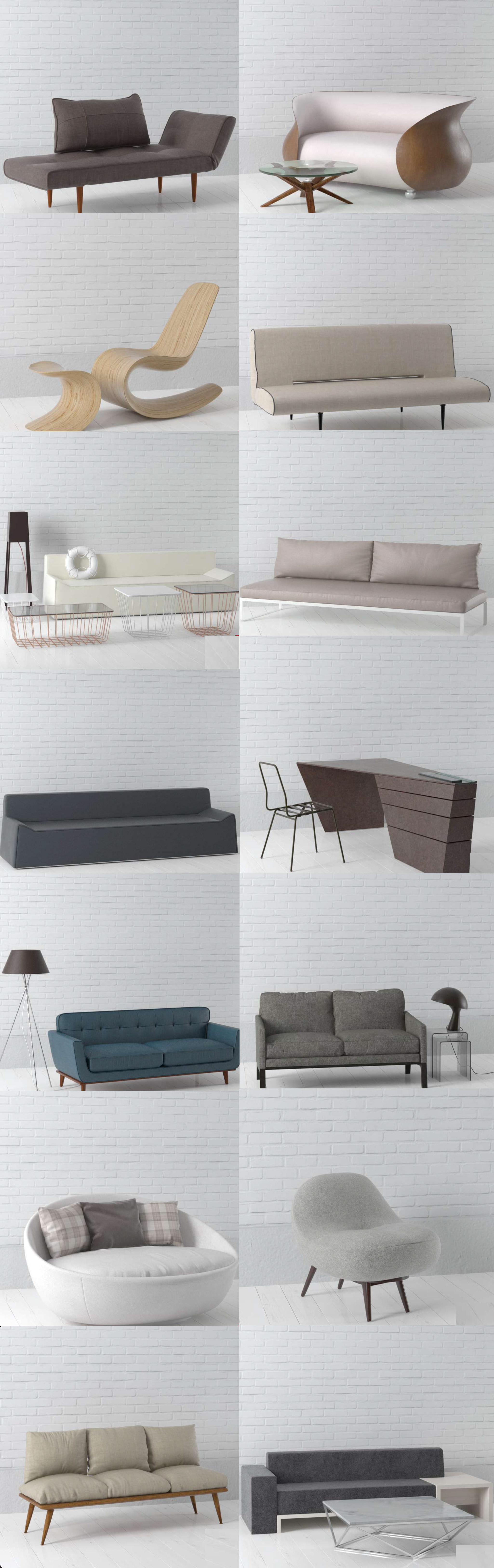 14种造型独特的飞机椅扶手椅和沙发茶几3D模型合集（MAX）