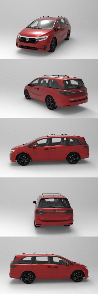 Honda Odyssey本田奥德赛红色汽车3D模型（OBJ,FBX,MAX）