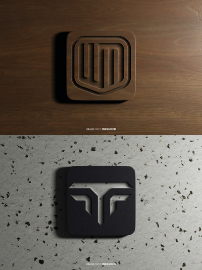 墙上的标志logo样机 (PSD,JPG)