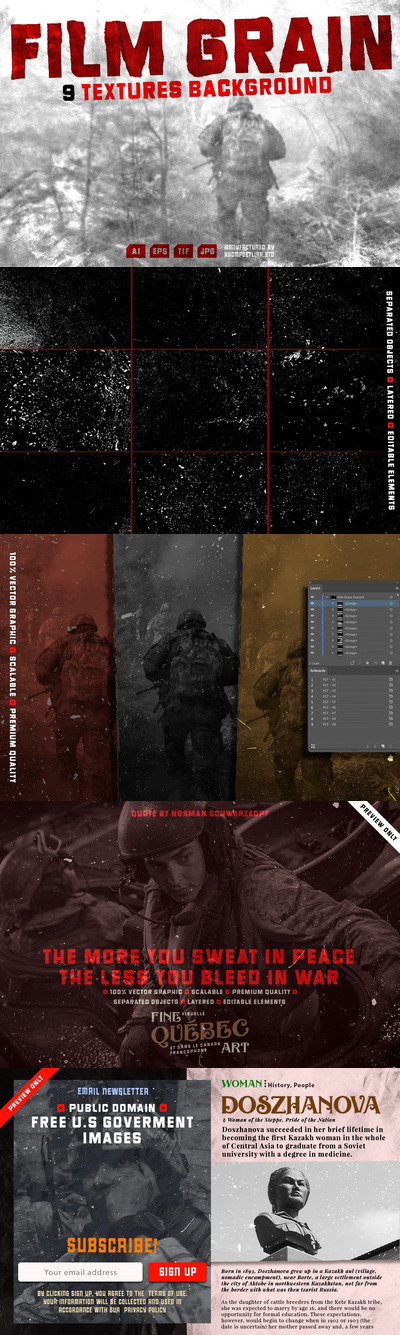 高品质的复古胶片颗粒矢量背景底纹纹理集合-AI, EPS, JPG, PSD