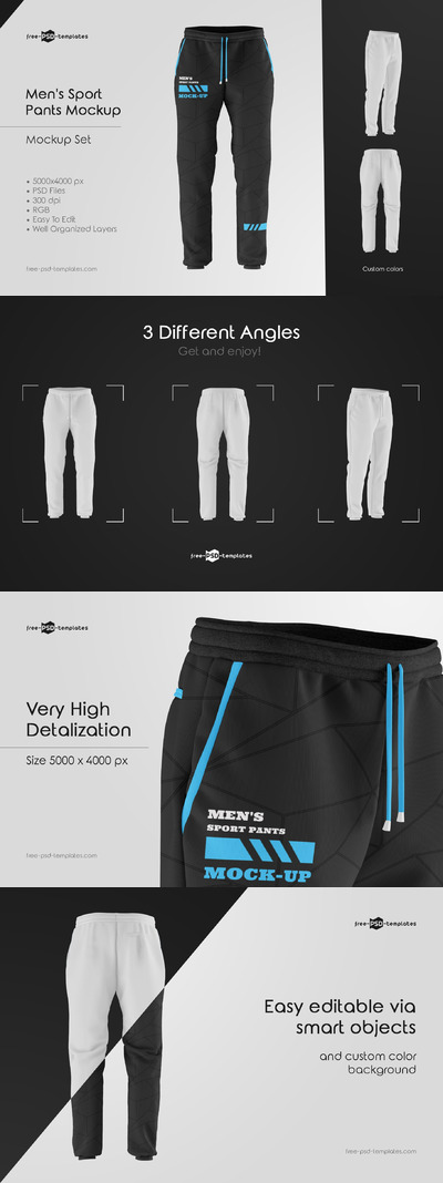 男士运动裤设计样机 (psd)